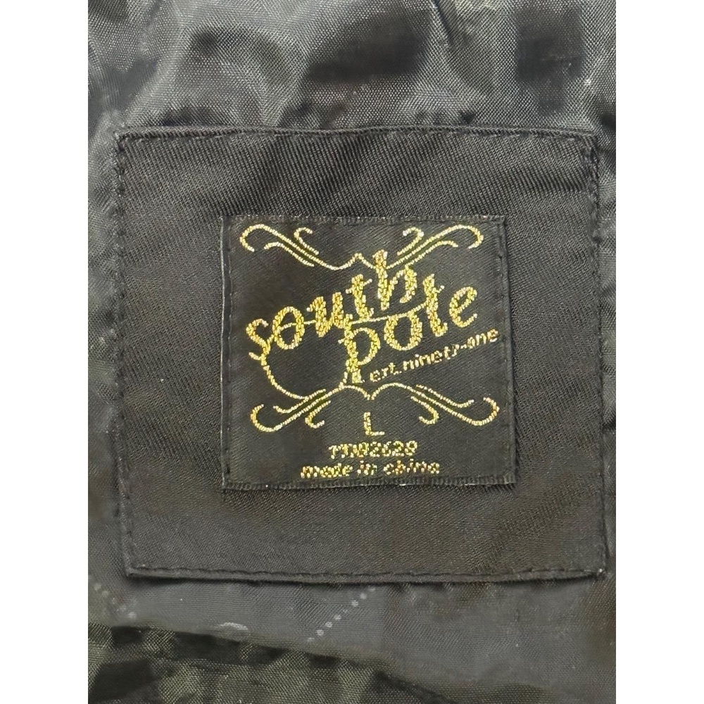 South Pole Large Womens Hooded Bomber Jacket Black Gold Hardware Streetwear - Picture 3 of 12